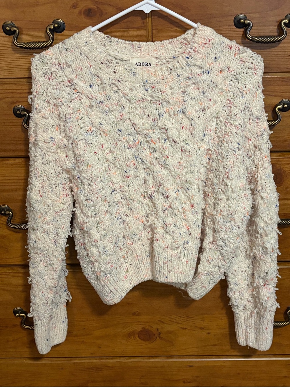 ADORA Cream Flecked Bubble Knit Crewneck Sweater